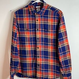 Gap Long Sleeve Flannel Shirt Orange Blue Men’s Size Small